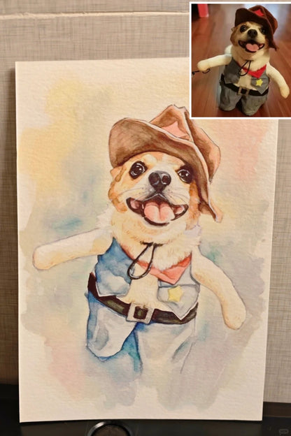 Custom Hand-Painted Original Pet Watercolor Artwork (Customized from Photos)