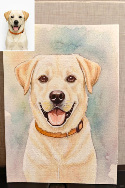 Custom Hand-Painted Original Pet Watercolor Artwork (Customized from Photos)