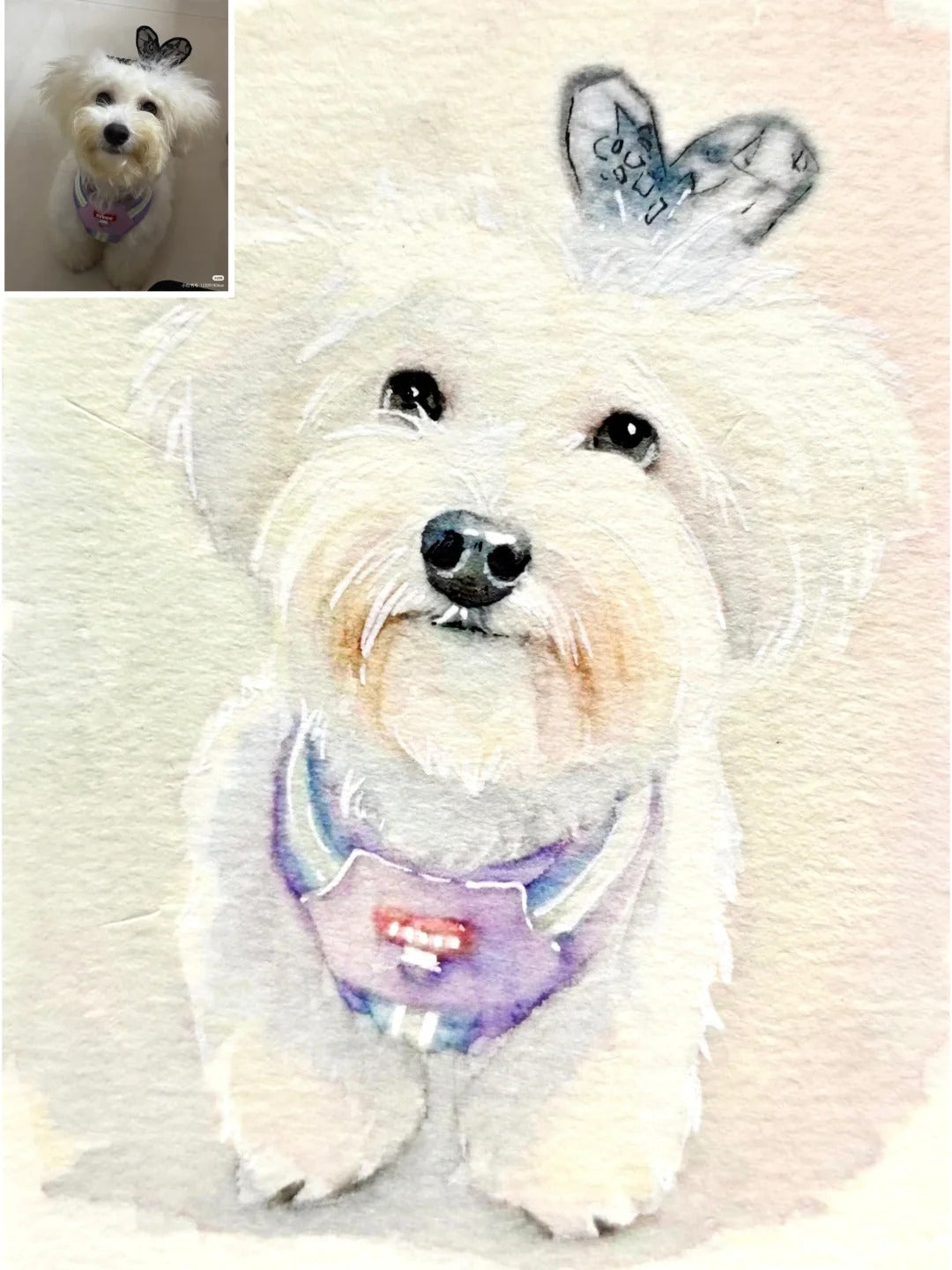 Custom Hand-Painted Original Pet Watercolor Artwork (Customized from Photos)