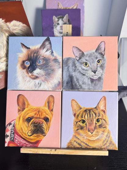 Classic Acrylic|Hand-Painted Realistic Oil Pet Portrait Custom