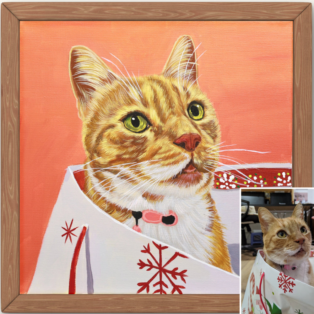 Hand-painted acrylic pet portrait created from your photo on premium canvas