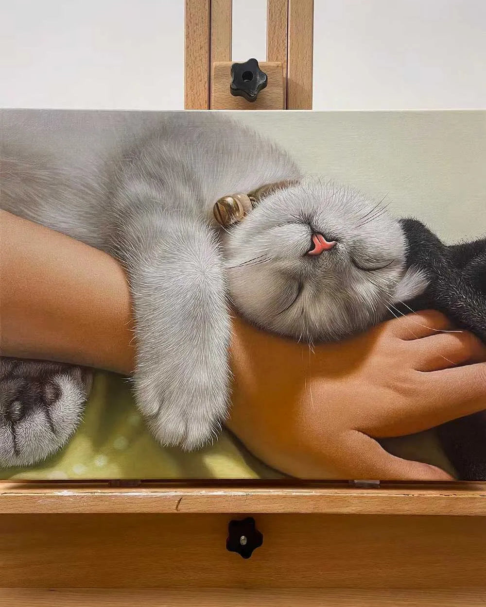 Custom heirloom cat oil pet portrait commissioned as a meaningful memorial gift