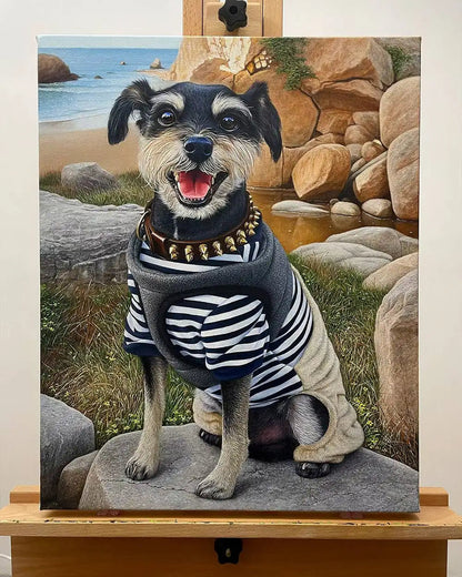 Hand-painted custom realistic oil paintings of dogs, created from photographs